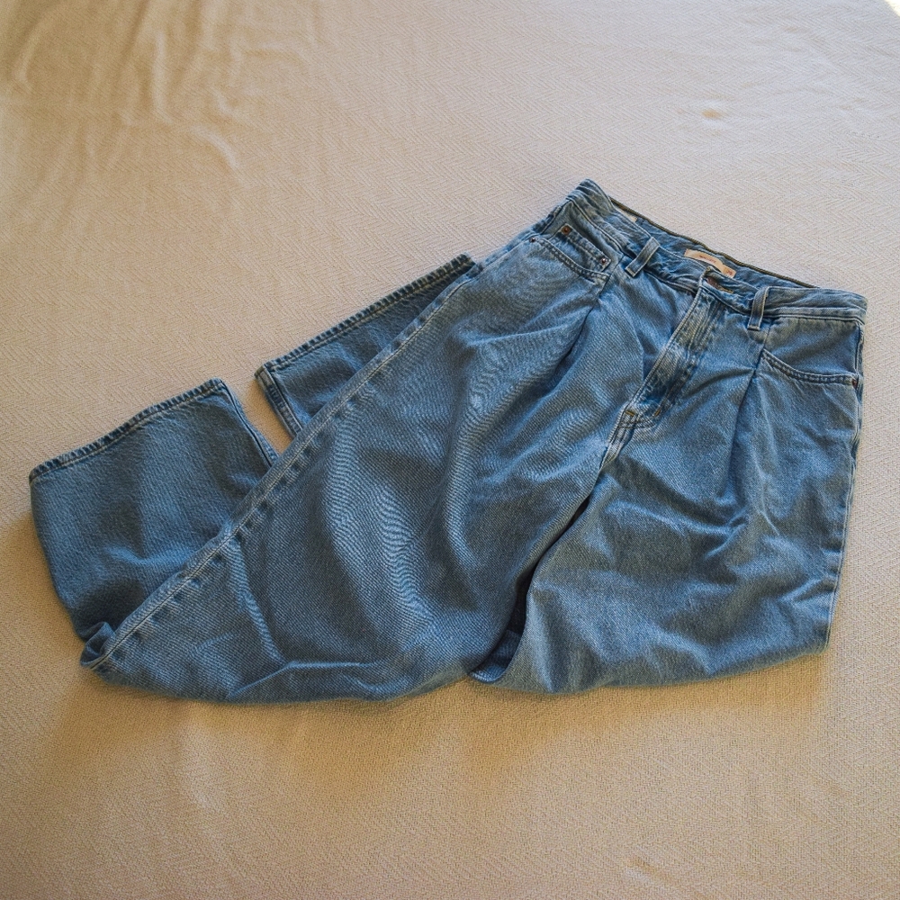Levi's high loose denim pleated baggy wide leg jeans
